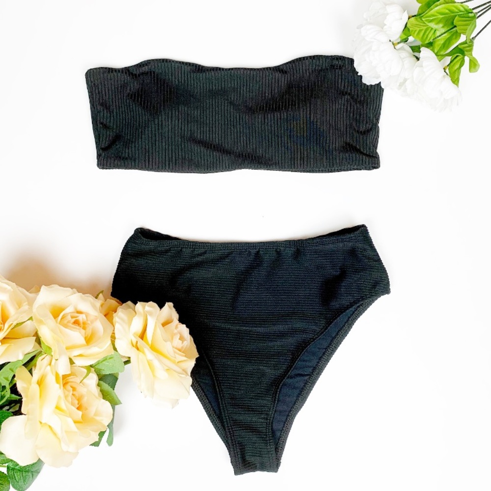 Strapless Black Bikini Set